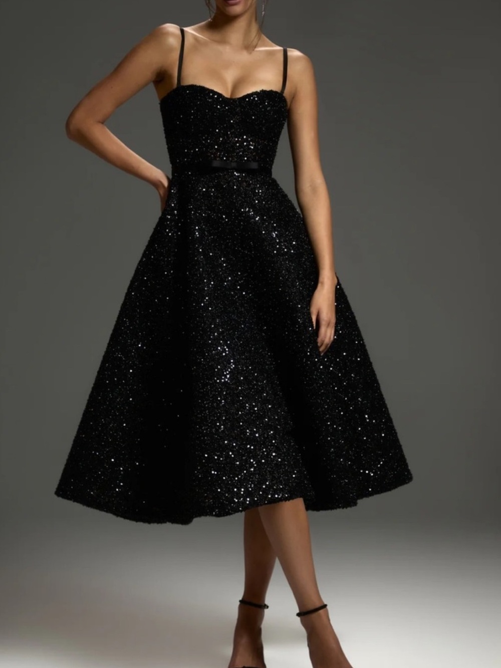 Nadine Merabi Marilyn Rhinestone Cocktail Dress Black